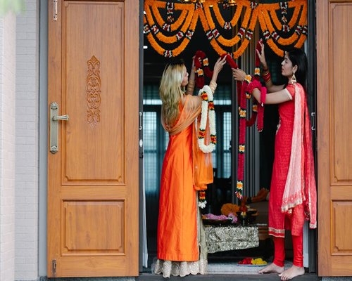 beautiful decorated traditional indian wooden door welcoming